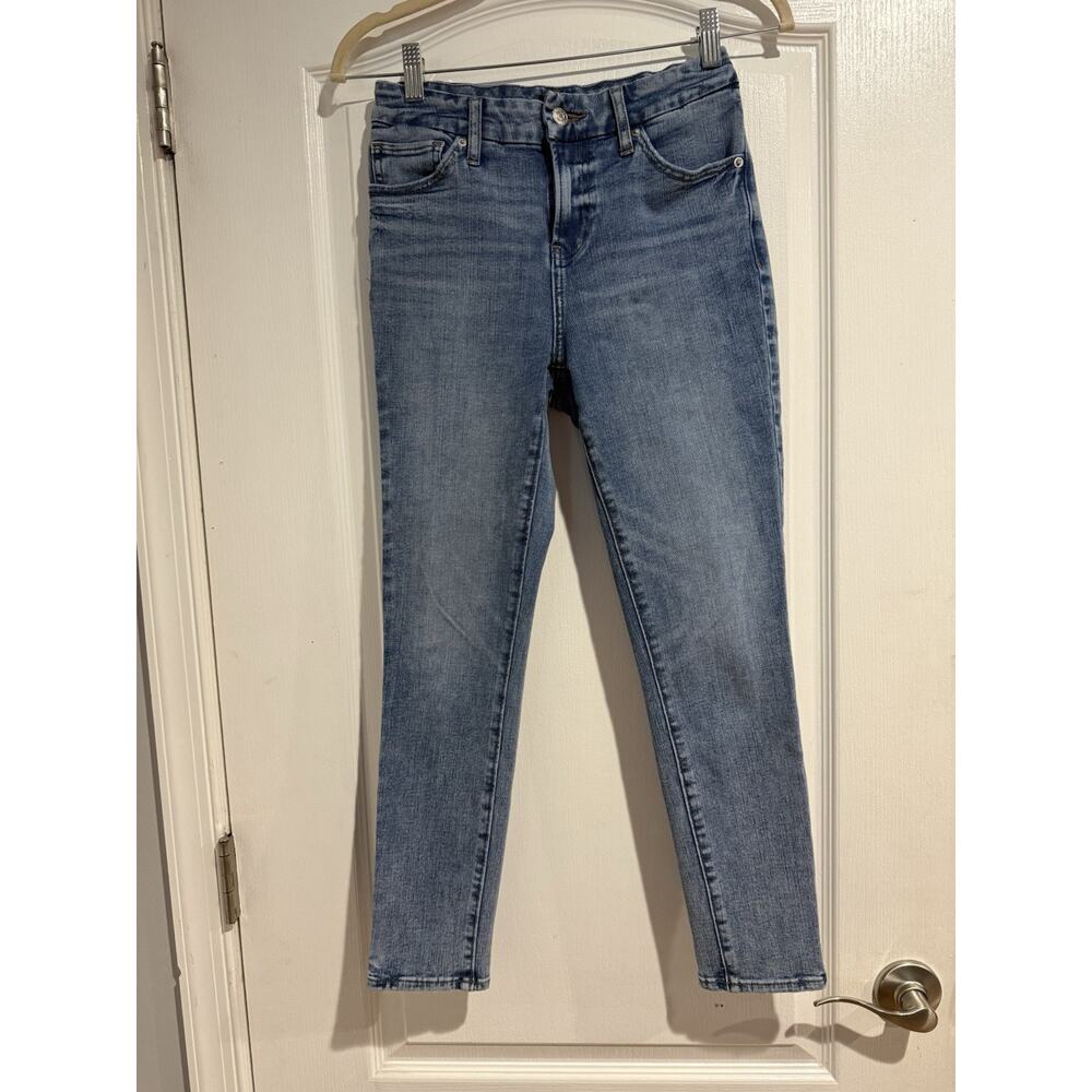 Women's Express Size S Regular Cropped Skinny Mid Rise Flex Stretch Blue Jeans